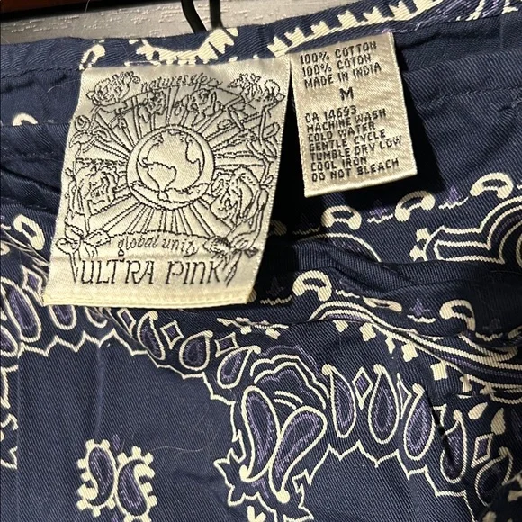 Ultra Pink Navy Blue Bandana Print Skirt - Picture 2 of 4